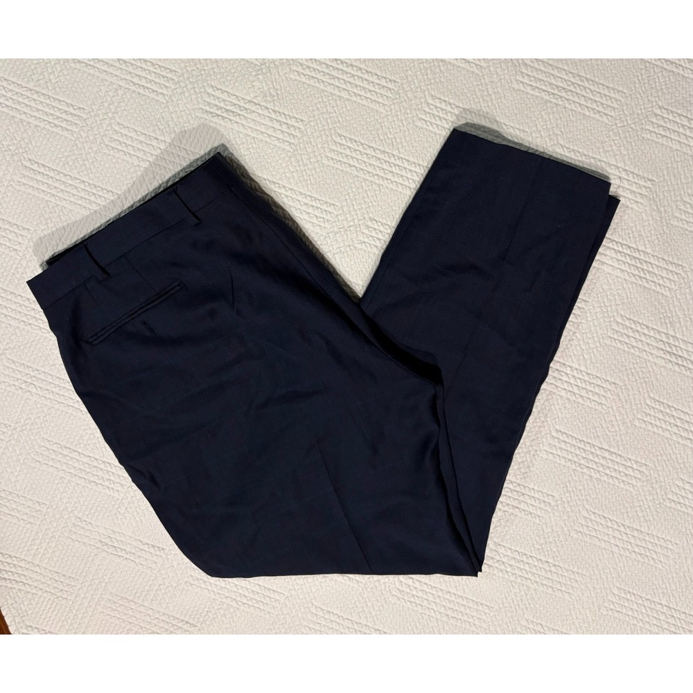 Lauren Ralph Lauren Men's Dress Pants 42W 30L Navy Blue Light Blue Plaid Pattern